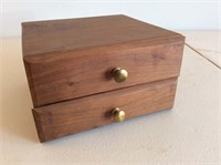 Two drawer walnut jewelry box - 4“ x 6“.