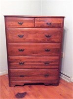 Solid walnut six drawer chest, solid end,