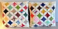 Two quilts and pillows, 14 in.².