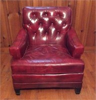 Red leather club chair, Ashley furniture, spade