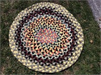 Round braided rug, hand done, 42 inch round.