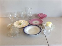 Glass & china group, cheese dish, stemware, pink