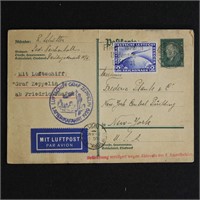 Germany Stamp #C36 Zeppelin Flight LZ-127 Postcard