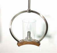 Quizel Wood and Nickel Pendent Fixture