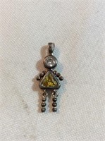 Sterling silver charm pendant with yellow and
