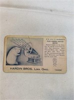 Hardin  Brothers advertising card