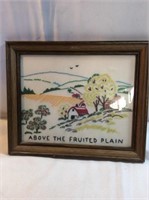 12 x 10 framed needlepoint above the fruited