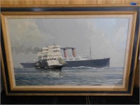 1973 OIL ON CANVAS SHIP ART