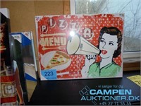 Billede, pizza meny, str. 60x80 cm, ubrugt