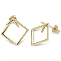 Yellow Gold Plated Square Hoop Earrings
