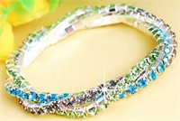 Austrian Crystal Triple Twisted Stretch Bracelet