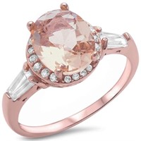 Rose Gold Plated Oval Morganite Ring