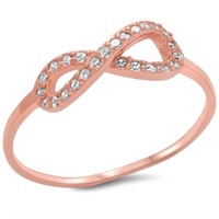 Rose Gold Plated Cz Infinity Ring