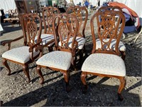 SET OF 6 SPANISH CARVED CHERRY CHAIRS