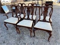 SET OF 6 CHERRY QUEEN ANNE DINING ROOM CHAIRS