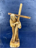 RARE HAND CARVED OLIVE WOOD JESUS CARRYING