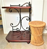 Metal and Wood Corner Cue/Cane Stand