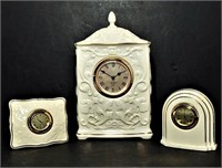 Three Lenox Porcelain Table Clocks