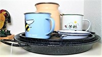 Enamelware Plates, Tray & Mugs