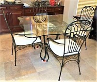 Metal Framed Table & Chairs with Leaf