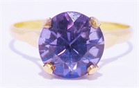 14K Gold Amethyst? Solitaire Ring Sz 6.5 2.1g