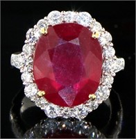 18kt Gold Oval 13.26 ct Ruby & Diamond Ring