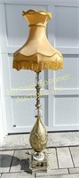 FACETED CRYSTAL GILDED GLASS AND BRASS FLOOR LAMP