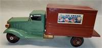 Vintage Green & Red Serve Ice Cream Metal Truck