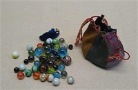 Estate lot of marbles with bag