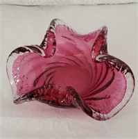 Cranberry  Art  Glass Bowl 8"