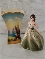 Napco Figurine Head Vase  & Hand Painted 8" Vase