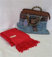 Baggy Jeans Handbag & Pashmina Scarf