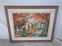 Framed and matted farmhouse picture. 21 1/4" x