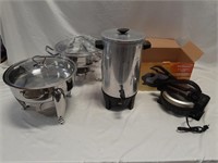Tortilla Maker, Coffee Perk, And 2 Warming Trays