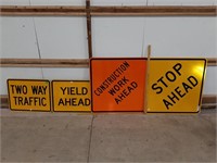 Lot of 4 traffic/ construction signs