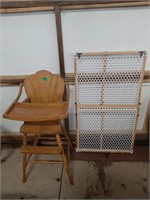 Wooden Highchair And Adjustable Gate