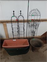 Outdoor Decor Lot With Wrought Iron Decor And