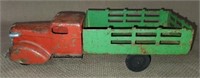 Vintage Red & Green Metal Work Truck Toy