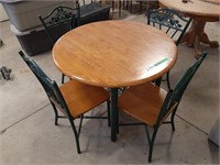 Metal And Wood Table With Fold-out Leaves And