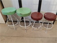 Two Pairs Of Metal Stools, Tallest Is 19 1/2"