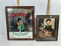 Dewar's Scotch Framed Mirror Painting And Framed