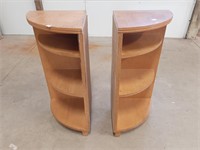 Pair Of Quarter Circle End Tables With Shelves