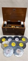 Vintage Tiger Oak Music Box & Metal Music Records