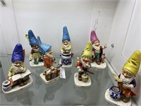 Seven Goebel gnomes incl. Sam, Bob, Brum, Petri,