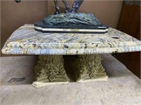 Marble top mid-century patio table with chalkware