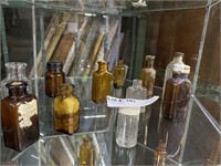 11 Miniature Medicine Bottles In Clear & Amber