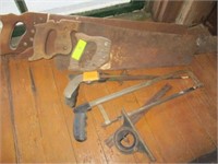 Old hand saws, other saws, square