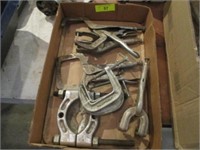 Assorted C-clamps, welding clamps