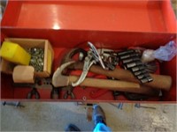 Toolbox, hammers, pullers, misc