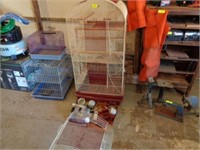 Large bird cage - stacked w/feeders and waterers
